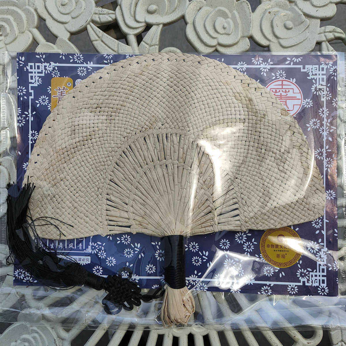 乘凉外贸迷你夏季工艺品草编织手工艺扇摇扇灯芯扇民俗扇子扇菁
