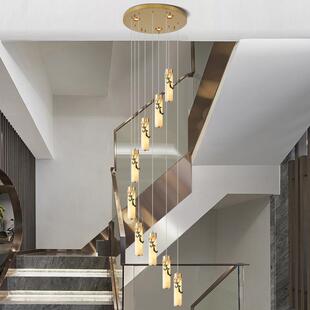 旋中国198风楼梯间吊灯新中式 楼别转墅楼梯长吊灯餐厅长灯 线复式