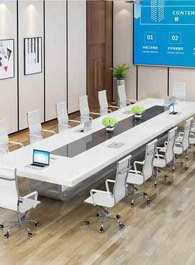 白色烤漆会议长桌8 议10人简约现大条代型油漆会HC-160桌椅组合办