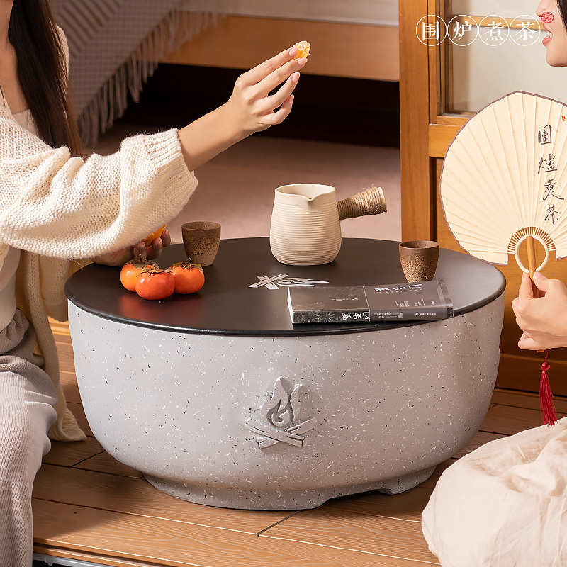 围炉煮茶烤火炉套装器具全套庭院烧烤炉家用室内碳炉取暖烤火盆桌