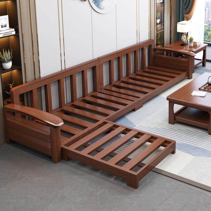 胡桃木全实木沙发组合中式客厅大小户型带贵妃茶几家用简约款沙发