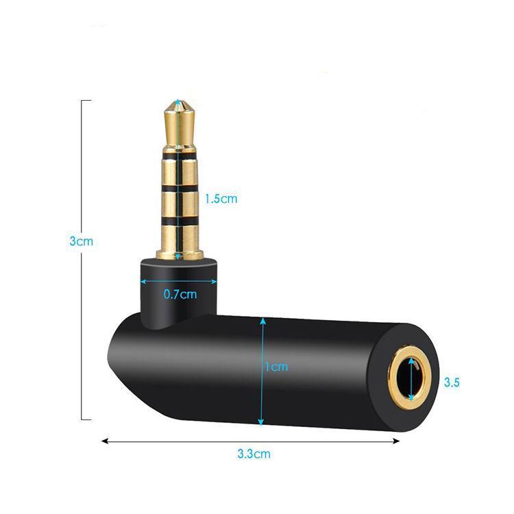 镀金.5mm四级4节公耳转母转接92943头机3插头直角 90度 弯头L型转