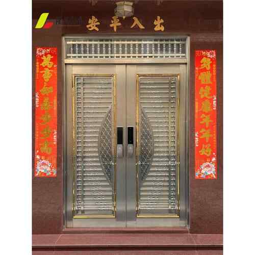 不锈钢大门双开门农村自建房家用防盗门定制庭院大门别墅进户大门