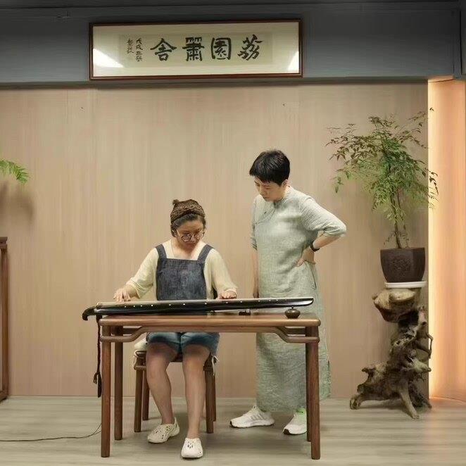 新中式榆古琴桌琴凳现代约专书业实qz20木古琴木桌凳国学书法简桌