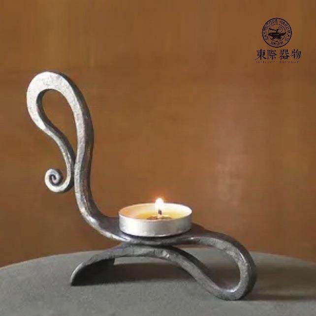 东际器物手工老式锻铁烛台摆件日式茶道零配茶具配件禅意复古蜡烛