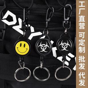 自动伸缩高回弹钢丝绳伸缩创意钥匙扣大门钥匙防丢防盗易拉扣