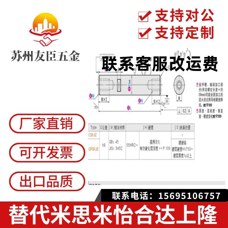 线性导向轴 -两端内螺纹带扳手槽型CSFJZ CPSFJZ 镀铬棒 光轴