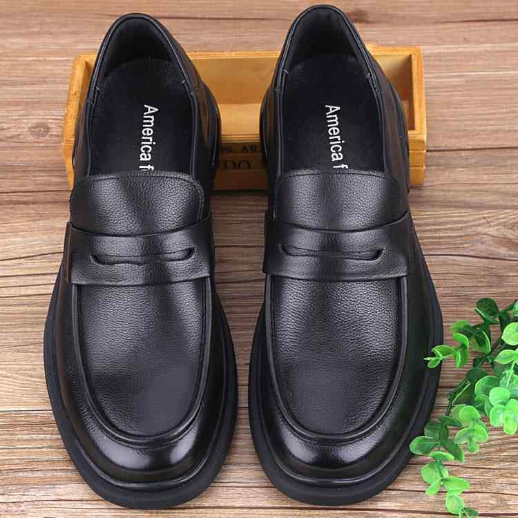 正品秋季男鞋商务皮休闲皮鞋厚底面真软皮底软英国大趾鞋加脂透气