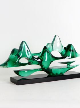 新中式树云山雾摆海山件样板房玄关脂摆设MC-TY-42品酒柜隔断柜假