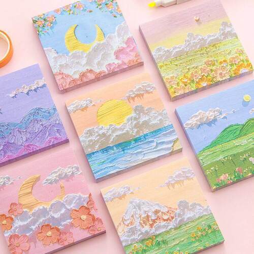 3D Oil Pastel Sticky Notes in a High Aesthetic, Instagram-wo
