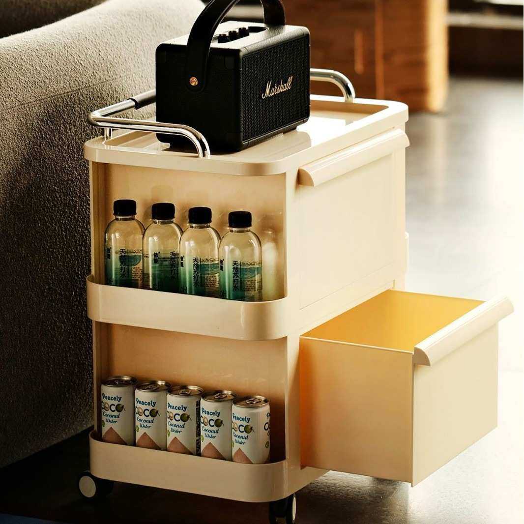 轻奢小推车置物架抽屉式收纳柜多功能零食收纳架可移动卧室床头柜,家装主材,置物架,淘宝优惠券,粉丝福利购,淘宝优惠卷