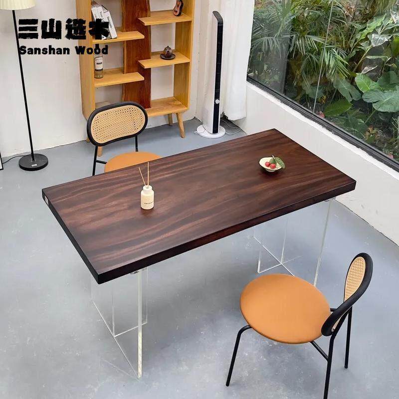 南美胡桃木大板（黑胡桃色）实木茶桌茶台原木餐桌客厅大长桌书桌