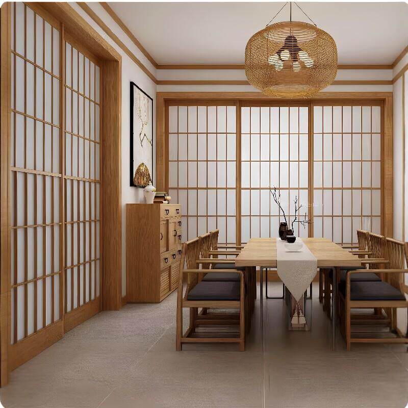 日式拉门实木和室门榻榻米隔断门拉门格栅移门樟子门定制格子门