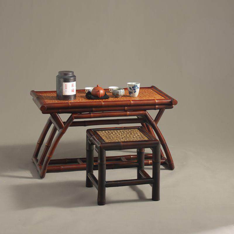 红竹制茶室小桌子 明式香道桌 仿古茶桌 做旧明清古典家具