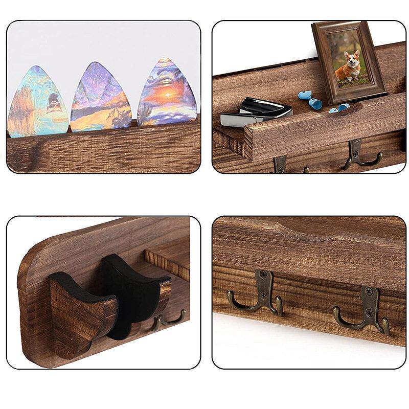 木质吉他挂架墙上置物架拨片收纳架桐木二胡小提琴搁板架储物