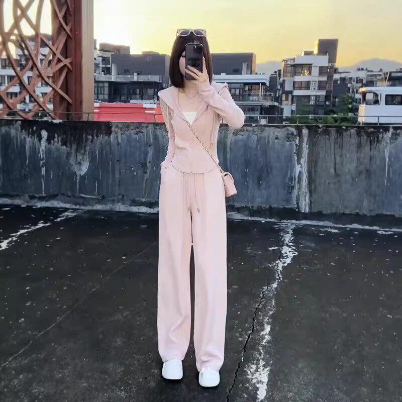 Rouje Moaks高级感气质连帽显瘦卫衣休闲运动阔腿裤两件套装女