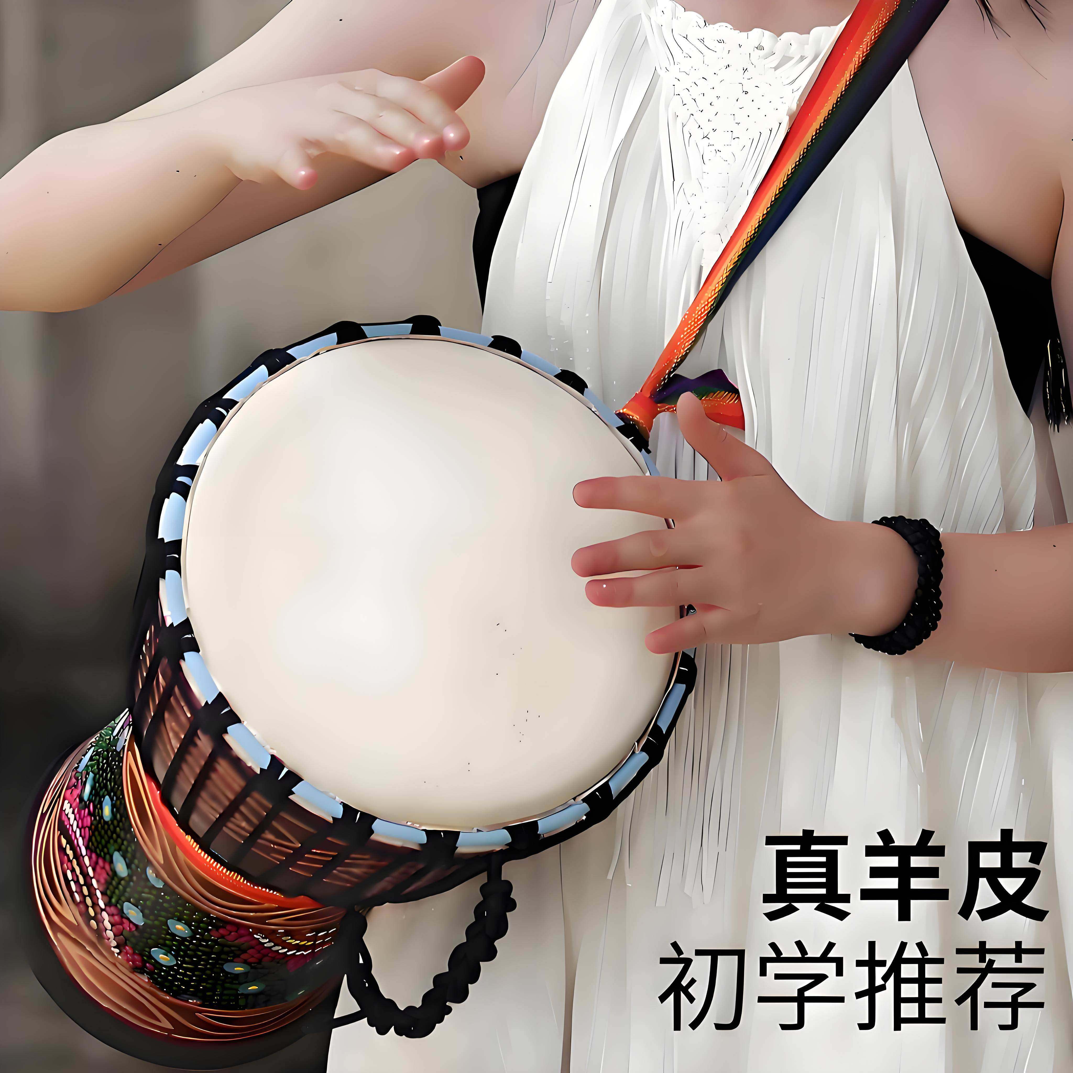 琳琅山羊皮云南丽江非洲鼓成人儿童幼儿园初学8寸手鼓10/12乐器