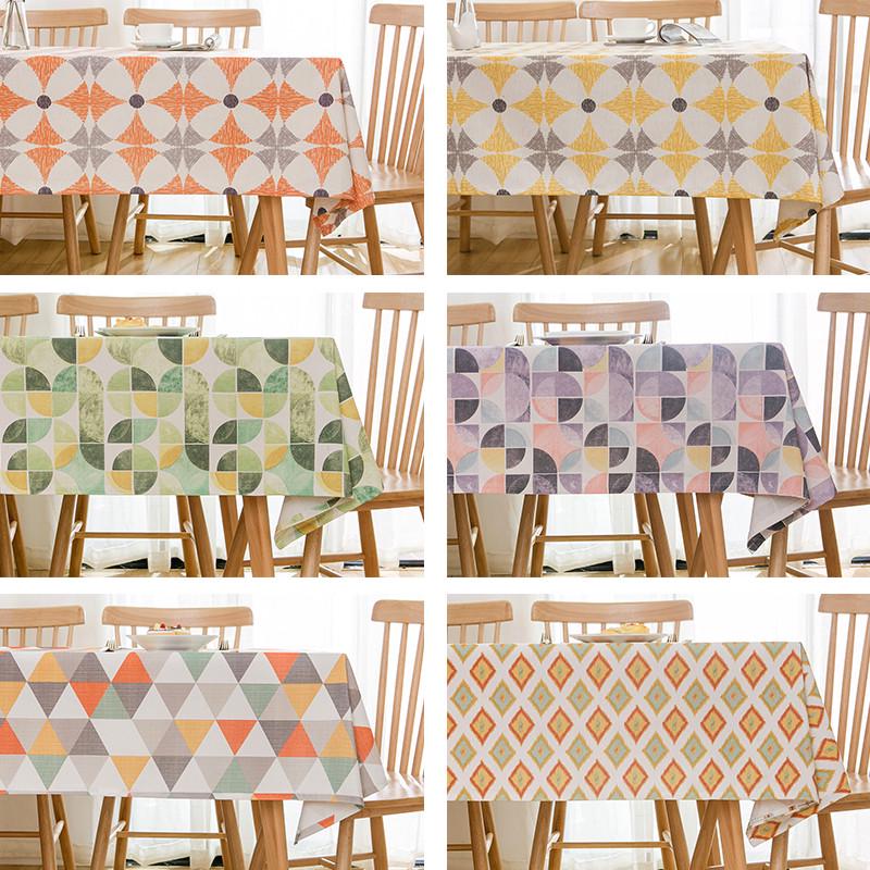 北欧桌布布艺正方形ins风条纹几何茶几台布长方形餐桌布现代简约