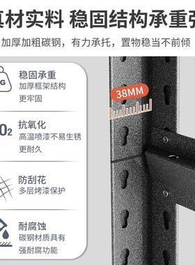 103cm黑色围栏带轮子厨房置物架落地多层微波炉烤箱收纳储物架