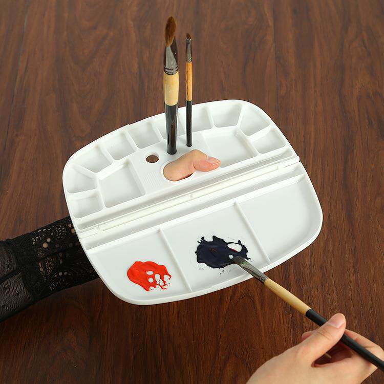 翻盖式椭圆形调色盘 2038调色盘 调色盘 学生用品颜料盒