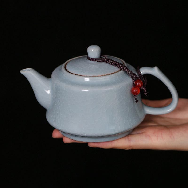 天青色汝窑茶壶开片小号单壶家用冰裂釉哥窑陶瓷功夫茶具大泡茶器