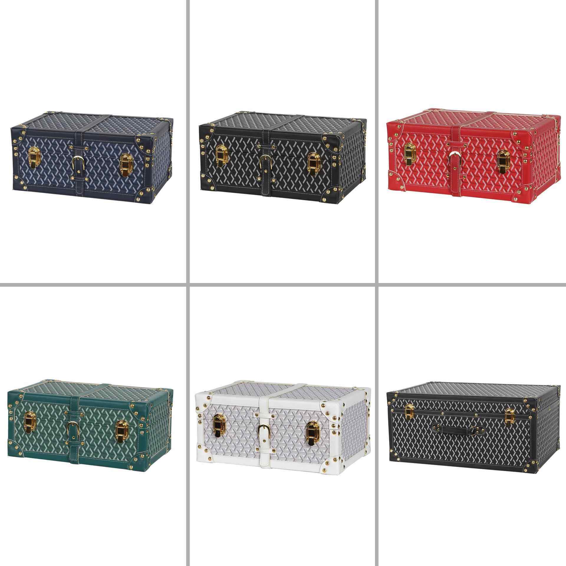 衣帽间收纳盒手提收纳箱皮质复古储物整理箱样板房置物盒装饰摆件