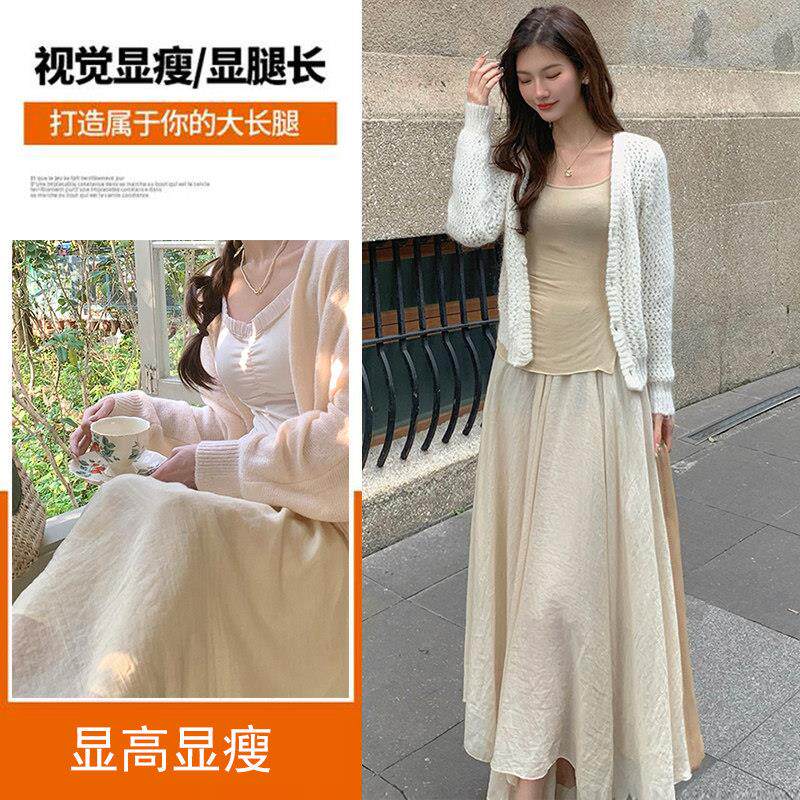 夏薄款托腹孕妇半身裙米色雪纺女春季2026新款高腰垂感中长款裙子