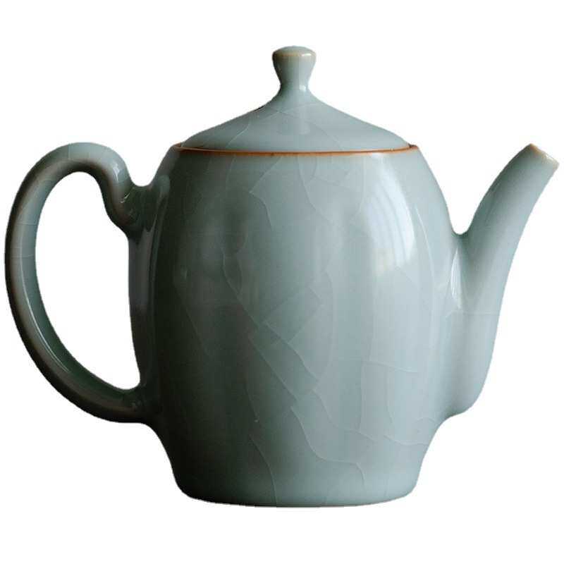 山鼎天青汝瓷茶壶陶瓷大茶壶汝窑开片泡茶器家用功夫茶具单壶礼品