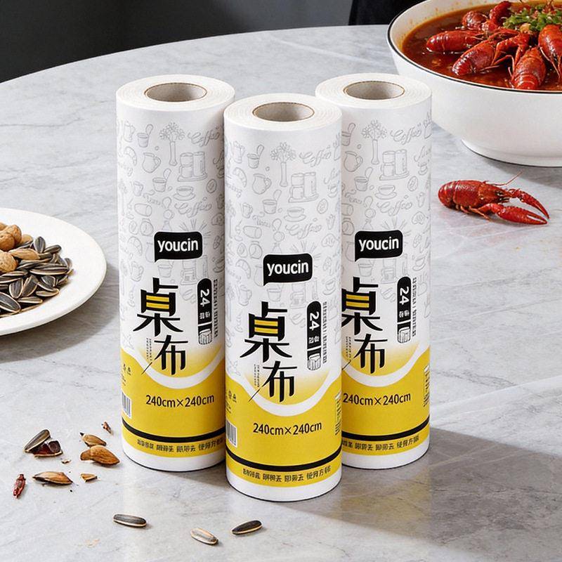 一次性餐桌布加厚防水台布长方形圆桌塑料薄膜结婚商用家用野餐垫