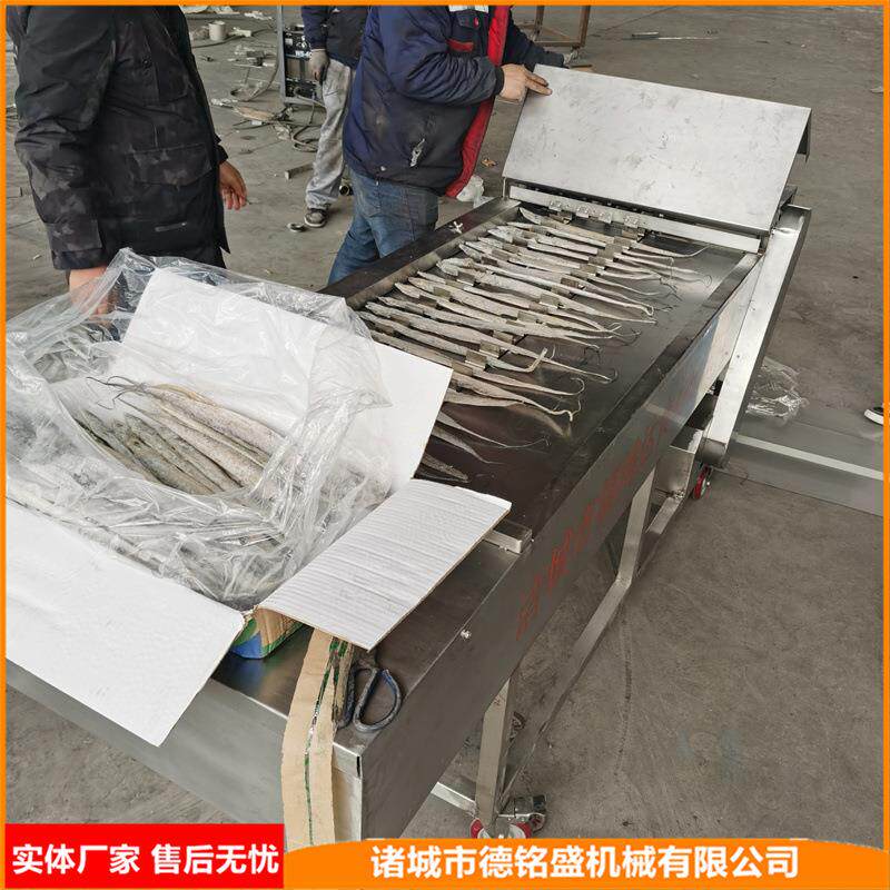 五个刀片切割冻鱼段机器 冷冻带鱼切段机 微冻刀鱼切块机