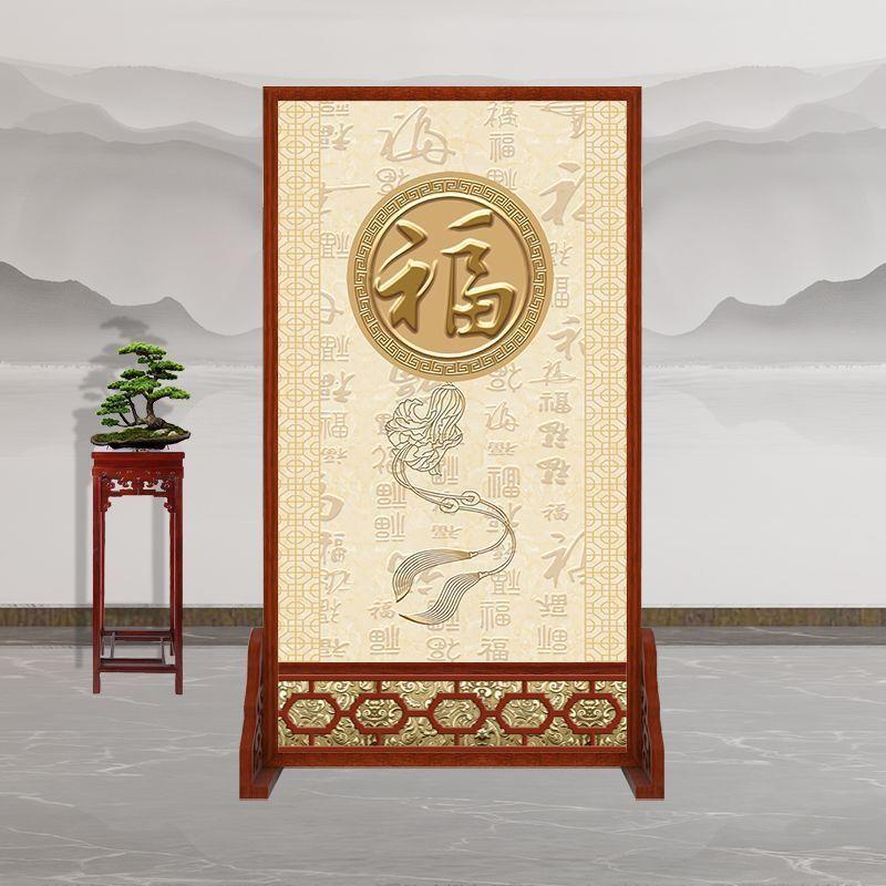 中式网红仿古屏风隔断客厅遮挡玄关卧室双面防水布艺简易移动座屏