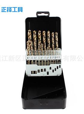 跨境烤电黄钻头套装1件高钻速钢木工开孔9钻TIK头全磨不锈钢含钴