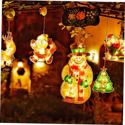 LED圣诞装饰灯老人雪人麋鹿造型橱窗吸盘Christmas sucker light