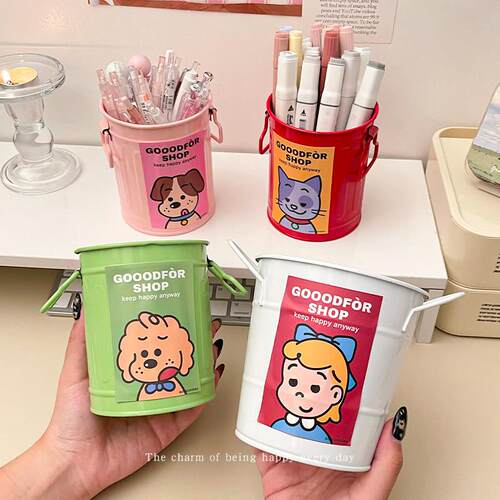 铁艺款可爱创意笔筒复古高颜值个性摆件学生桌面办公室文具收纳盒