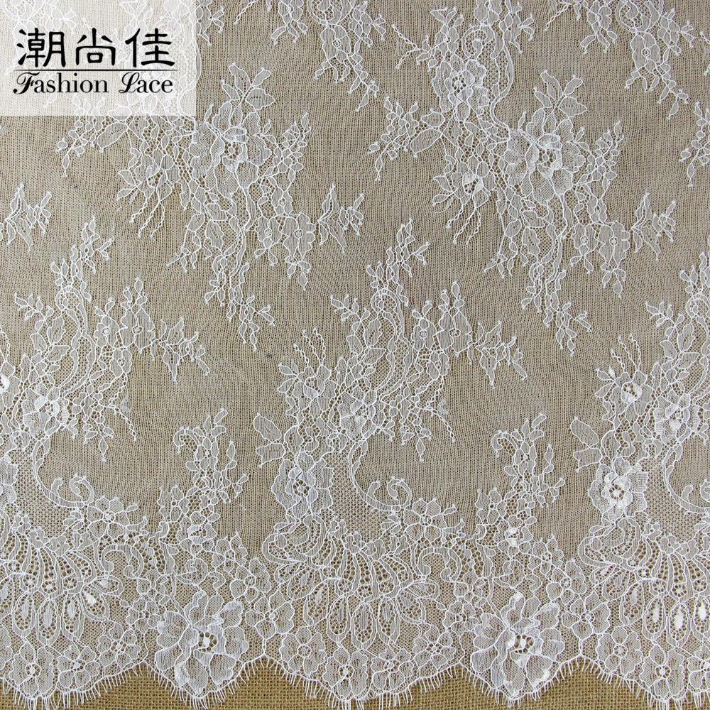 幅宽150cm厂家现货眼睫毛花边 蕾丝面料 婚纱辅料 锦纶蕾丝花边
