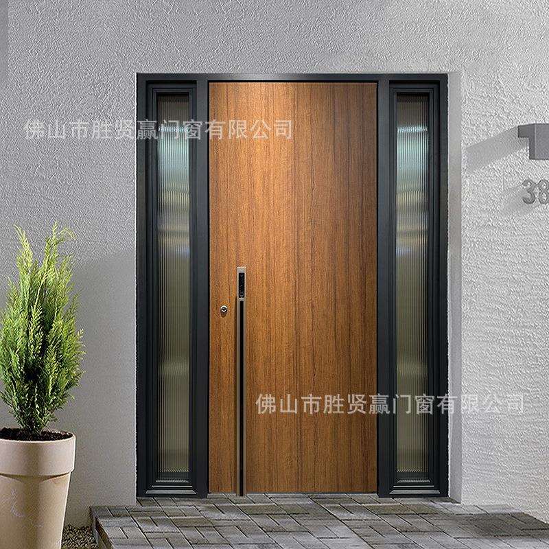 自建房玻璃入户门别墅防盗门转轴进户门偏轴子母门庭院大门铸铝门