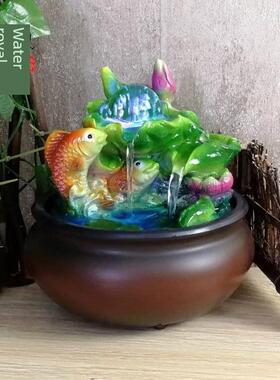 创意中式流水喷泉饰品办公室桌面客厅财富家装开幕礼品