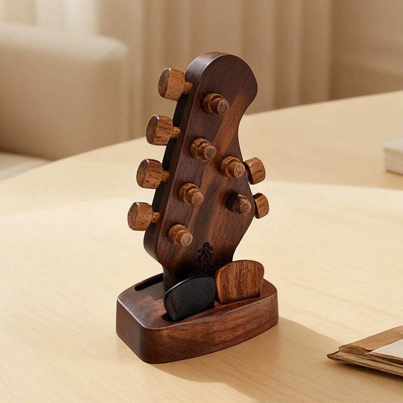 实木吉他拨片盒胡桃木拨片收纳盒木质吉他礼品盒拨片乐器配件零件