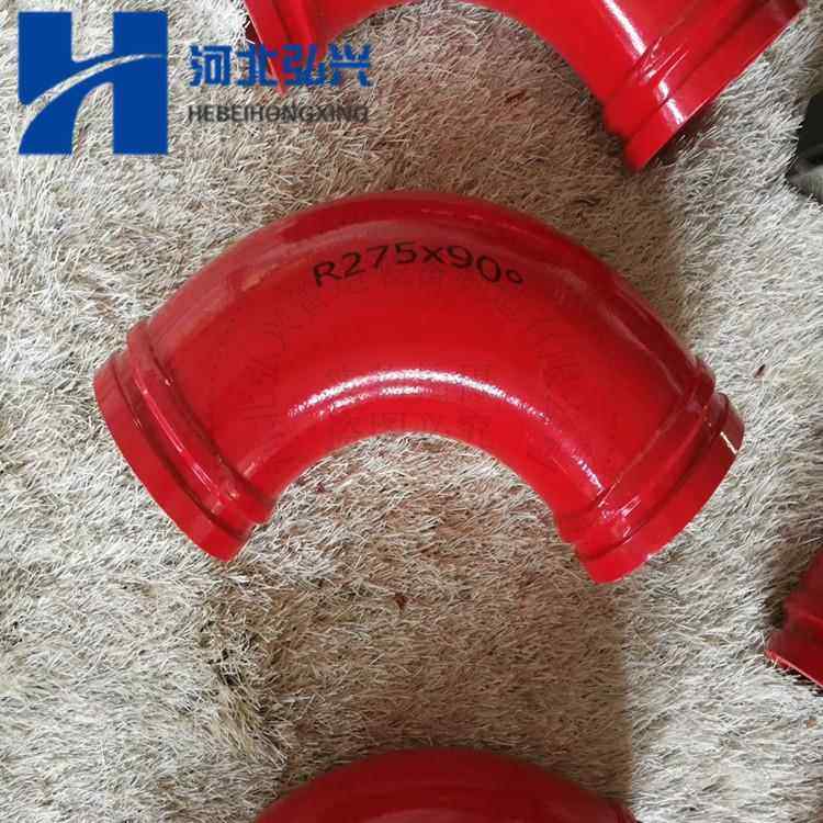 混凝土输送泵车臂架双层耐磨弯头DN125R275*90°锰钢弯头管卡