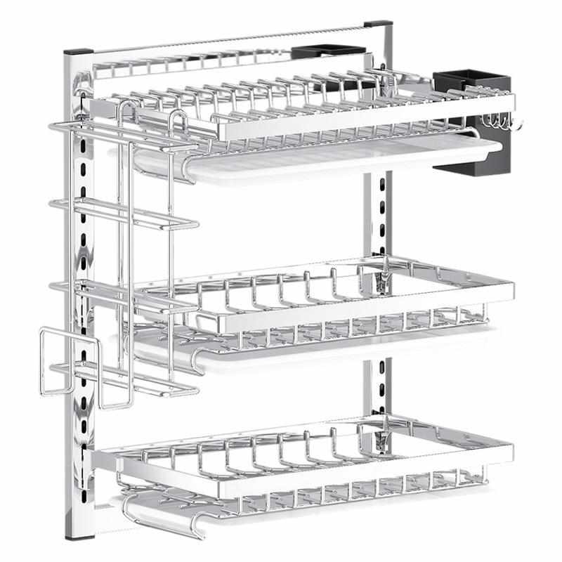 厨房置物架碗架盘架收纳架多层壁挂式不锈钢碗筷碗盘沥水架家用