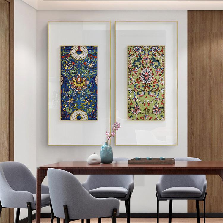新中式装饰画传统花纹古典卧室客厅茶室复古风玄关画开运竖版挂画