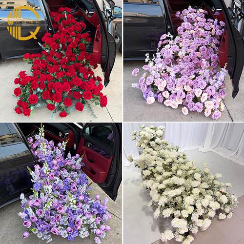 交车仪式瀑布花成品发货交玫瑰瀑布花仿真花活动氛围装饰新车提车