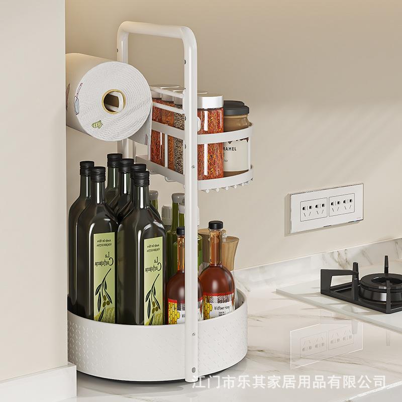 厨房调料架置物架310可转台面转角放调味品瓶罐子布抹卷纸架旋收