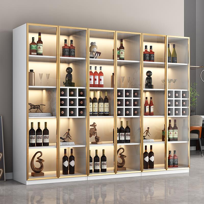 #书柜带玻物璃门厅展示酒柜客靠墙一体现QFU代简约家酒用架储柜