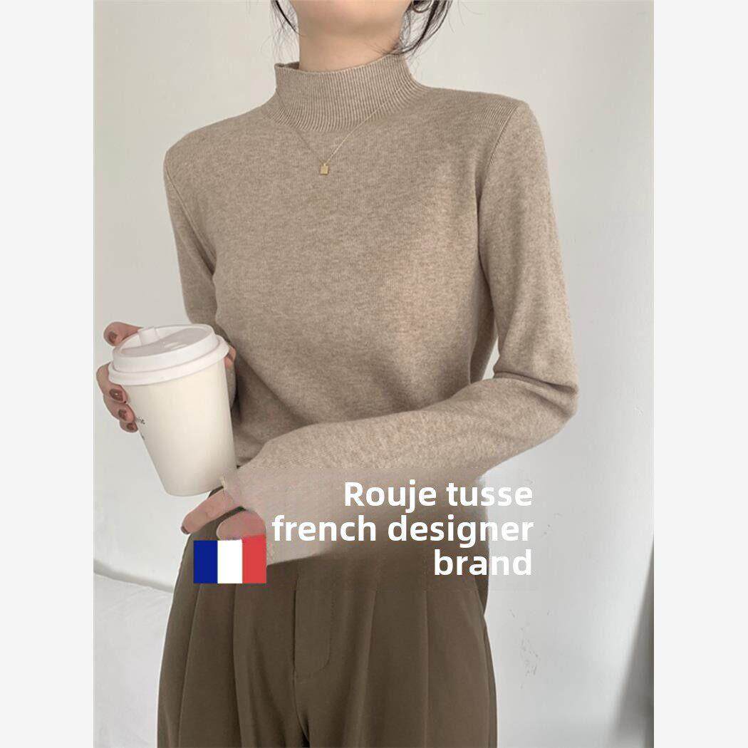 Rouje tusse半高领内搭春秋款宽松软糯针织羊绒毛衣女羊毛打底衫