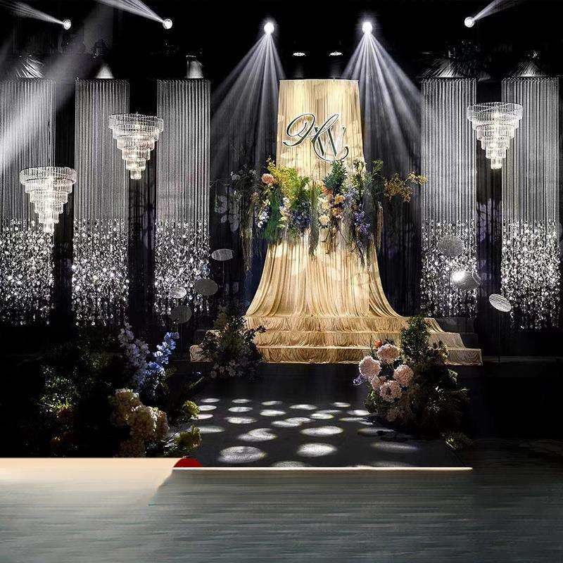 婚庆背景水晶珠帘金银色亮片挂件装饰婚礼道具亚克力吊顶珠链