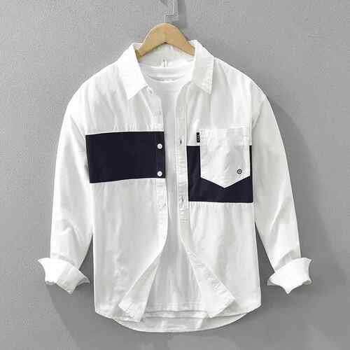 Splicing long sleeved shirt men's top jacket