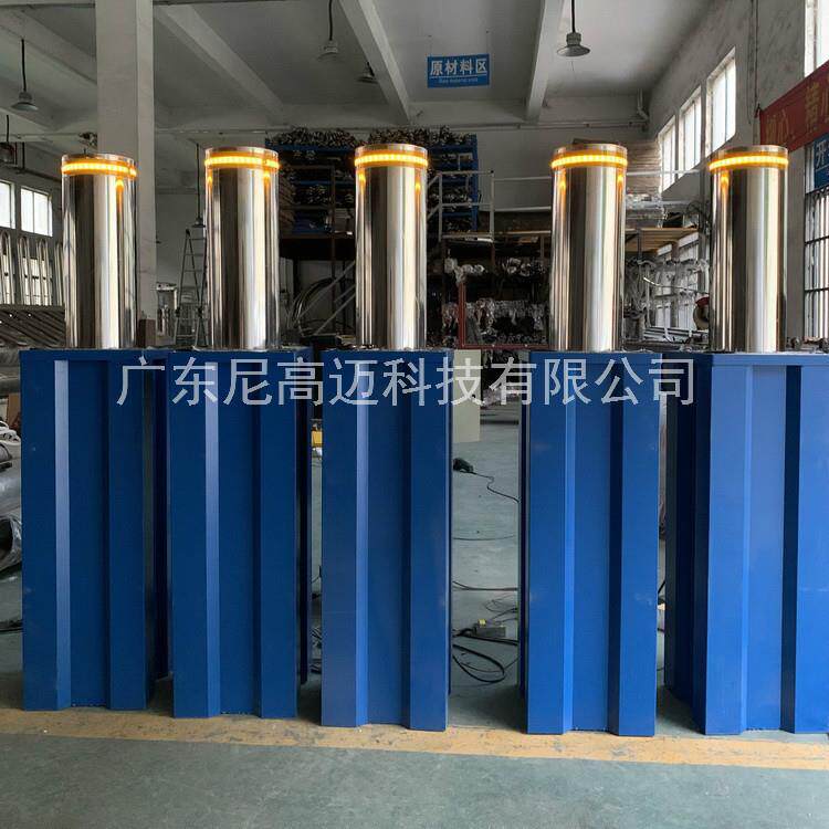 从化自动升降车档商业街304不锈钢防撞柱液压桩移动手动伸缩路障