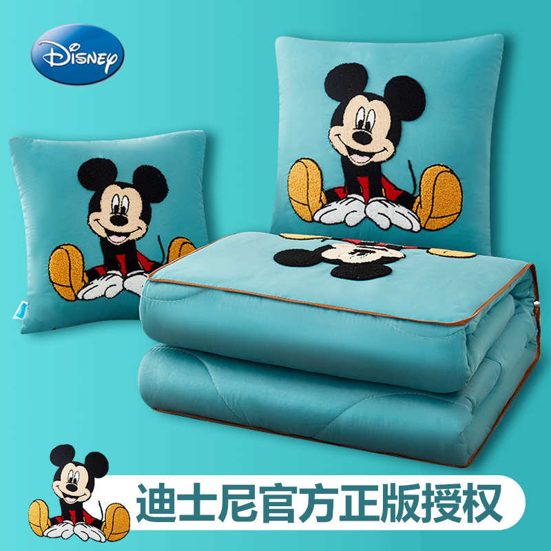 卡通迪士尼抱枕被子两用办公室多功能午睡枕头被汽车靠枕车载毯子