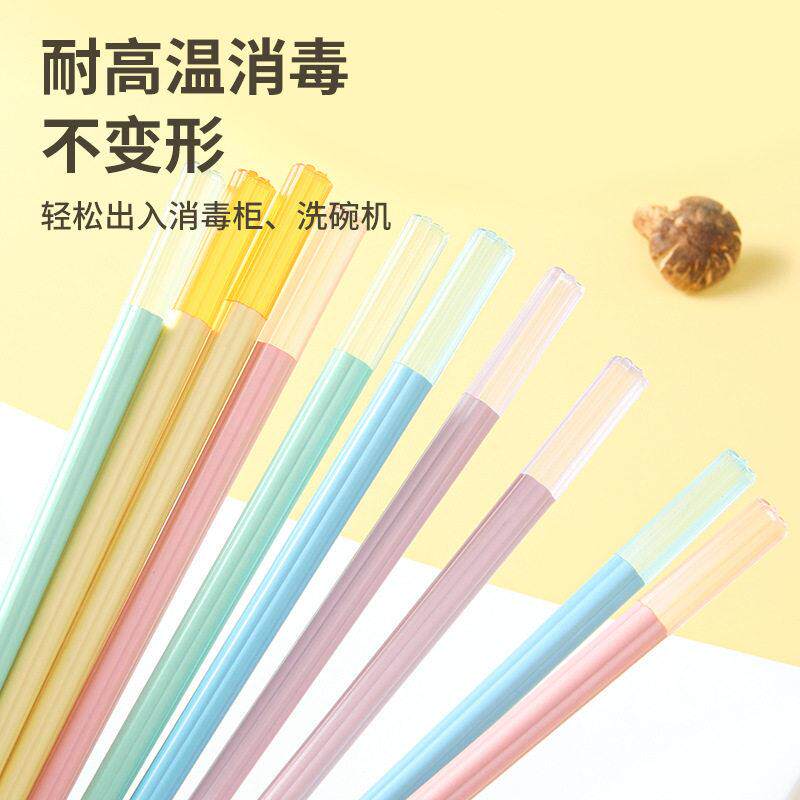 厂家直供新款水晶头合金筷子 家用不发霉斜头防滑筷子